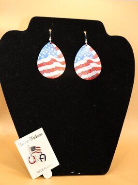 Patriotic Flag Earrings and Push Back Pin Pair